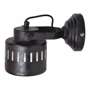 Industrie wandlamp Yzak, Stoer zwart