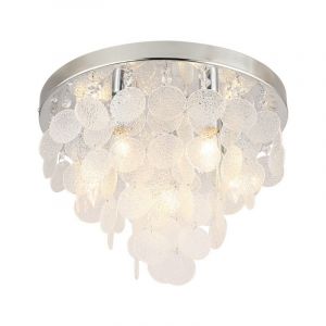 Design plafonniere Mirac, chroom, glas