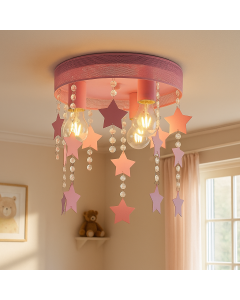 Roze kinder plafondlamp Doenja, metaal