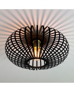 Zwarte met gouden plafonniere Lieve, Rond