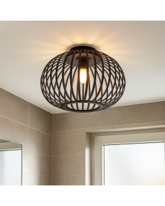 Industriële badkamer plafondlamp zwart, Lieve, IP44
