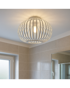 Industriële badkamer plafondlamp wit, Lieve, IP44