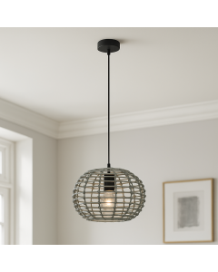 Rotan hanglamp grijs, Roza