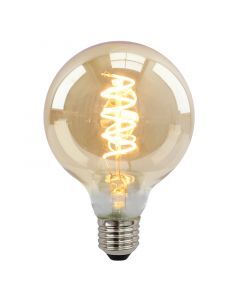 Dimbare Olucia E27 LED lamp, Tuelo, G95, 4W, amber glas, 2200k