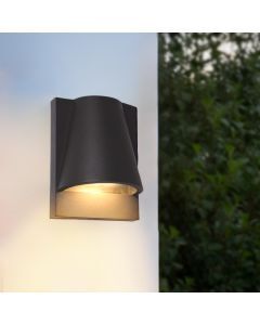 Moderne buiten wandlamp met schemersensor zwart, Luana, IP43