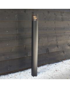Zwarte staande buitenlamp Sanel, Smoke glas, 90cm