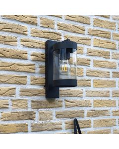 Moderne buiten wandlamp met schemersensor zwart, Musa, IP44
