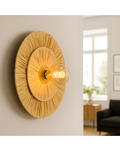 Papieren wandlamp bruin, Daisy, met schakelaar