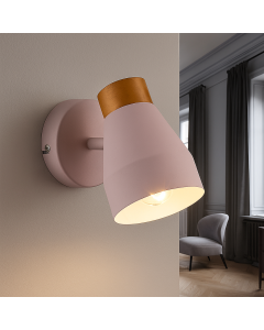 Landelijke wandlamp roze, Freddie, met schakelaar
