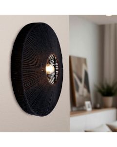 Landelijke wandlamp zwart, Sanny, met schakelaar