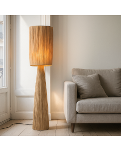 Papieren vloerlamp bruin, Daisy, met schakelaar