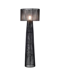 Landelijke vloerlamp zwart, Sanny, met schakelaar