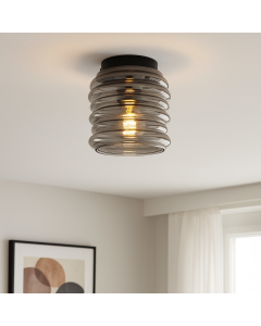 Glazen plafondlamp grijs, Karen