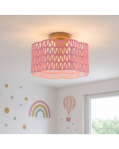 Papieren plafondlamp roze, Mickey