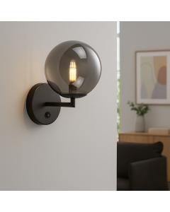 Design wandlamp grijs, Remo, met schakelaar