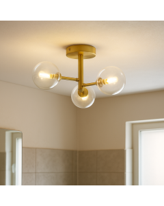 Moderne badkamer plafondlamp goud, Amer, IP44