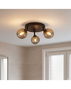 Moderne badkamer plafondlamp zwart, Amer, IP44