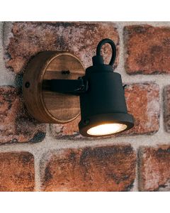 Industriële wandspot Jantina, zwart