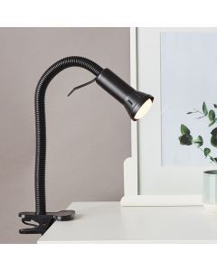 Kunststof klemspot zwart, Kalina, met schakelaar
