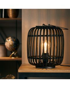 Moderne tafellamp Brain, Zwart, hout