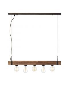 Industriële hanglamp Asli, zwart, hout