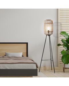 Industriële vloerlamp Brain, bruin, met schakelaar