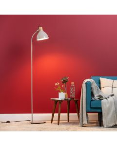 Landelijke vloerlamp taupe, Thalina, met schakelaar