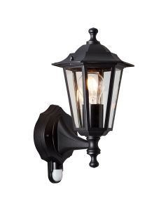 Klassieke buiten wandlamp met bewegingssensor zwart, Rayn, IP44