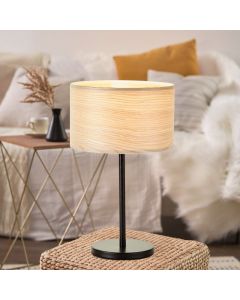 Houten tafellamp beige, Enna, met schakelaar