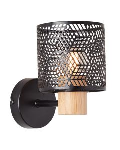 Houten wandlamp zwart, Sherona