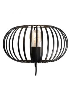 Zwarte wandlamp Lieve, metaal, industrieel