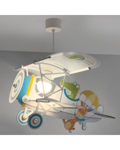 Veelkleurige kinderkamer hanglamp kunststof, Krokodil vliegtuig