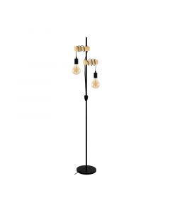 Zwarte landelijke vloerlamp, Anton, staal