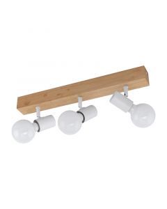 Bruine landelijke plafondspot, Anton, hout, 3 lampen