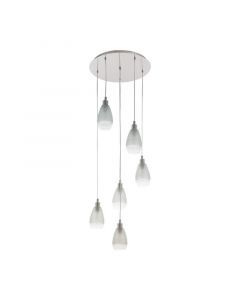 Nikkelen design hanglamp glas, Kik