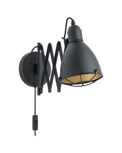 Zwarte industriële wandlamp, Wilmar, staal