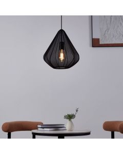 Zwarte industriële hanglamp staal, Agnese