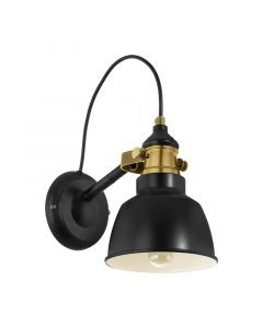Landelijke wandlamp Jordan Staal zwart/bronskleur