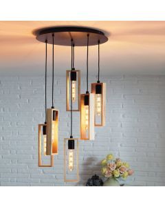 Houten hanglamp bruin, Elroy