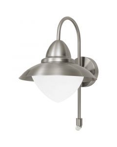 Zilveren klassieke buiten wandlamp met bewegingssensor glas, Elayza, IP44