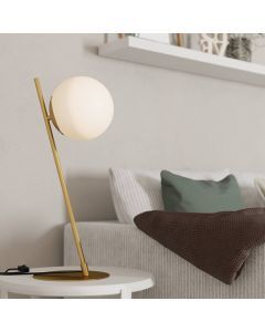 Messing moderne tafellamp glas, Polly, met schakelaar