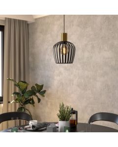 Zwarte industriële hanglamp staal, Insaf