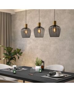 Zwarte industriële hanglamp staal, Insaf