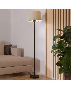 Zwarte moderne vloerlamp stof, Siham, met schakelaar