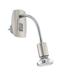 Nikkelen stopcontact wandlamp metaal, Alejandra, met schakelaar