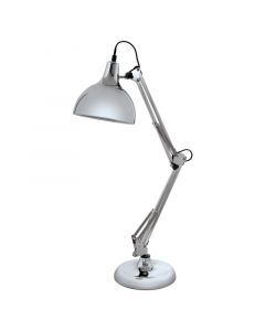 Chromen industriële bureaulamp metaal, Josha, met schakelaar