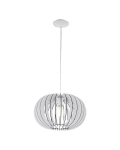 Witte landelijke hanglamp hout, Kiran