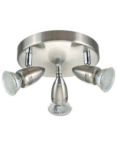 Nikkelen plafondspot Elwin, staal, 3 lampen