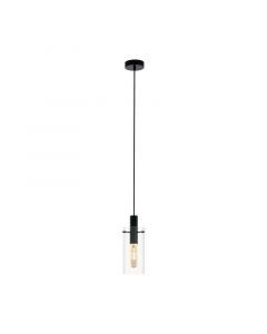 Zwarte moderne hanglamp glas, Jovanni