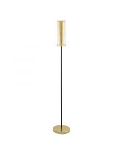 Gouden moderne vloerlamp staal, Barceno, met schakelaar